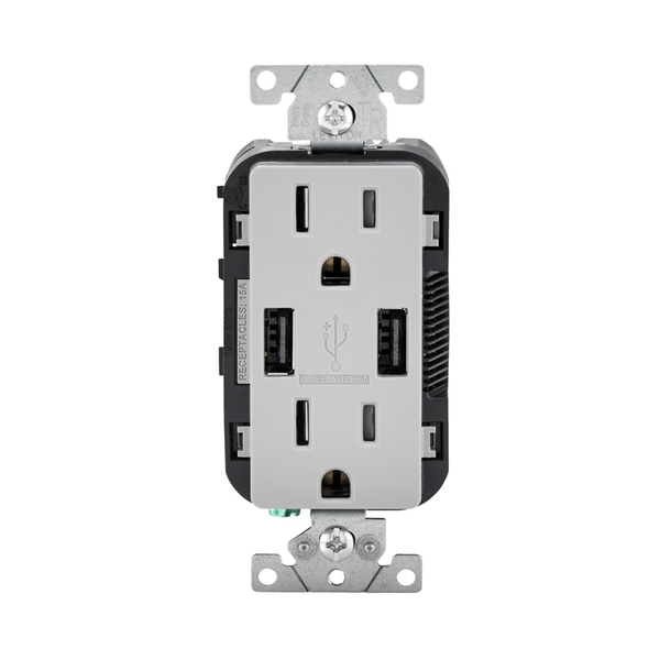 Leviton Outlet&Usb Charger Ltgry R09-T5632-0LG